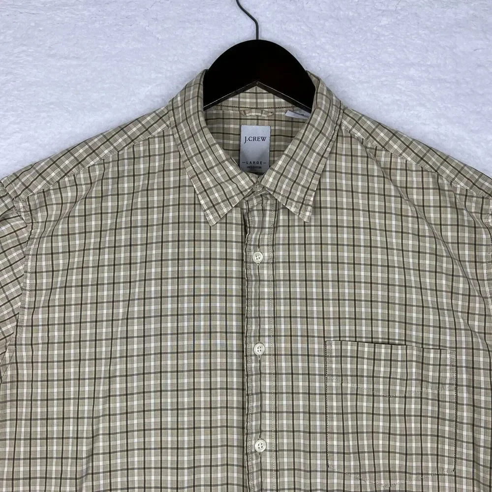 J Crew Shirt Mens Large L Yellow‎ Check Button Up Long Sleeve Casual Pure Cotton
